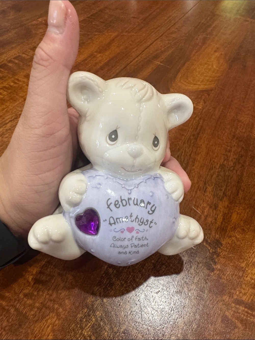 Vintage Precious Moments February Amethyst Birthstone Bear “Piggy” Bank w/ box - Picture 4 of 8